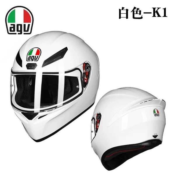 Capacete Full Face Open Agv k Flagship Motocicleta Capacete completo Capacete de corrida masculino e feminino anti-névoa preto fosco preto brilhante e branco 9TVV