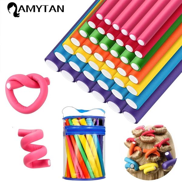 42 PCS 7 Saç Taşıyıcıları Silindirler Esnek Kıvırcık Çubuklar Silindirler Saç Twist Flexi Çubuklar Kadınlar İçin Isı Saç Koruyucu Yok saç şekillendirme 240117