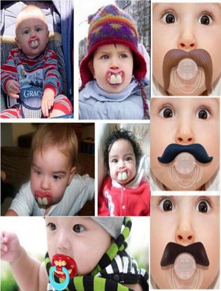 Bebek emziği komik sevimli dişler bıyıklı erkek bebek kız bebek emziği ortodontik kukla sakal meme eşikçileri Safe9526203