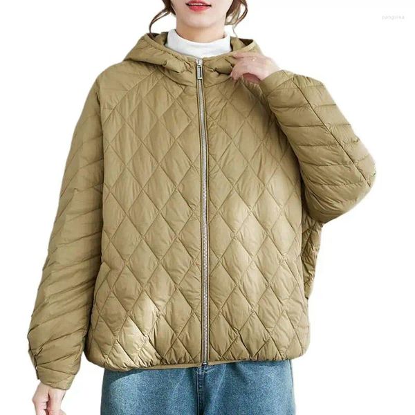 Casacos de trincheira femininos qpfjqd senhoras coreano com capuz solto batsleeves parkas roupas 2024 inverno feminino original zíper jaquetas de algodão longo