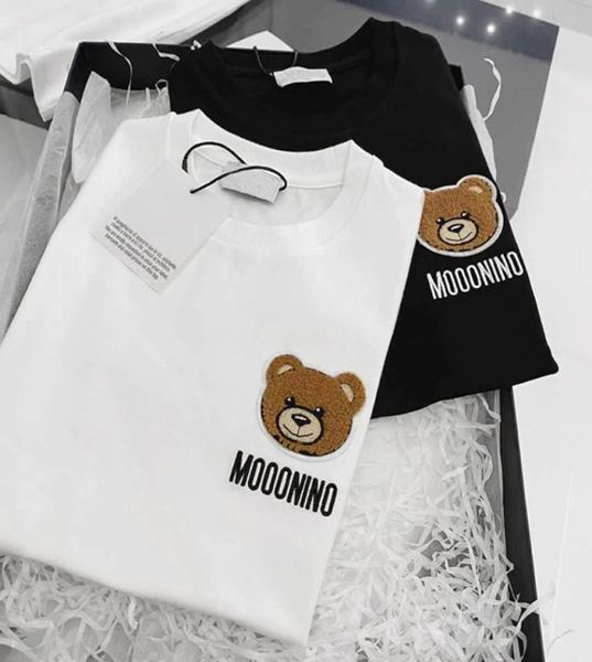 Crianças moda camisetas Tops Tees meninos meninas urso dos desenhos animados bordado carta de algodão manga curta pulôver crianças roupas soltas Sty4263296