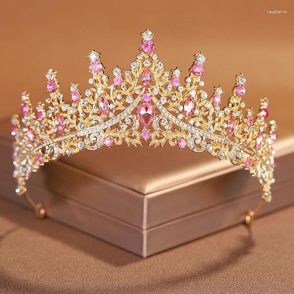 Fermagli per capelli Sposa Diademi Rosa Rossa Squisita corona nuziale