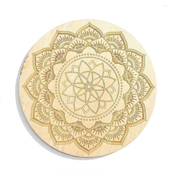 Tovagliette da tavolo in legno Mandala Yoga Meditazione pendolo tavola tovaglietta curativa per pietra di cristallo Display Base Art Home Decor Craft
