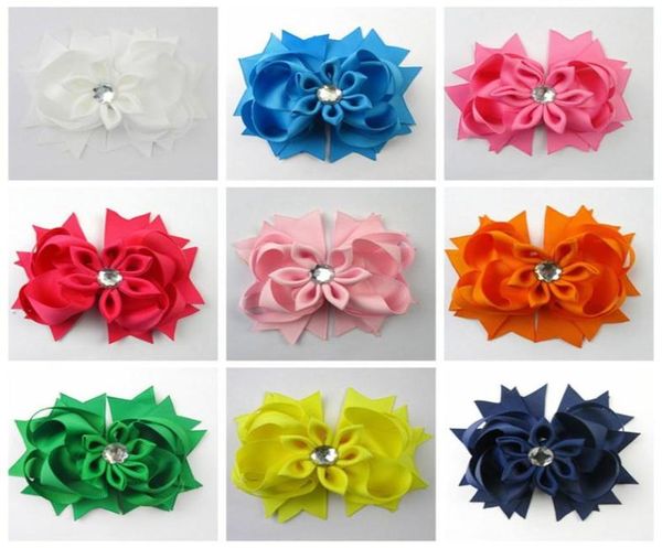 100pcs Gril boutique artesanal Headwear 4 polegadas Neon canto afiado fita de gorgorão Bowknot arcos de cabelo grampo de cabelo acessórios de cabelo por E7703628