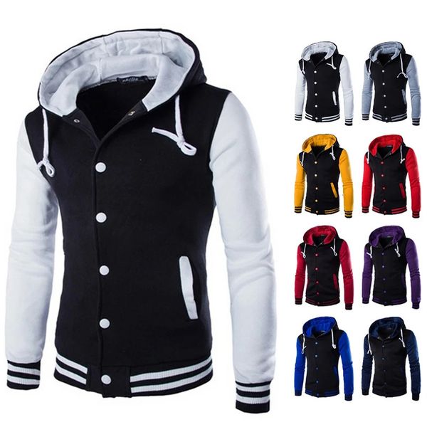 Giacca da college da uomo in pile da baseball con cappuccio Moda Blank University Letterman con cappuccio all'ingrosso Jaqueta Masculinas 240116