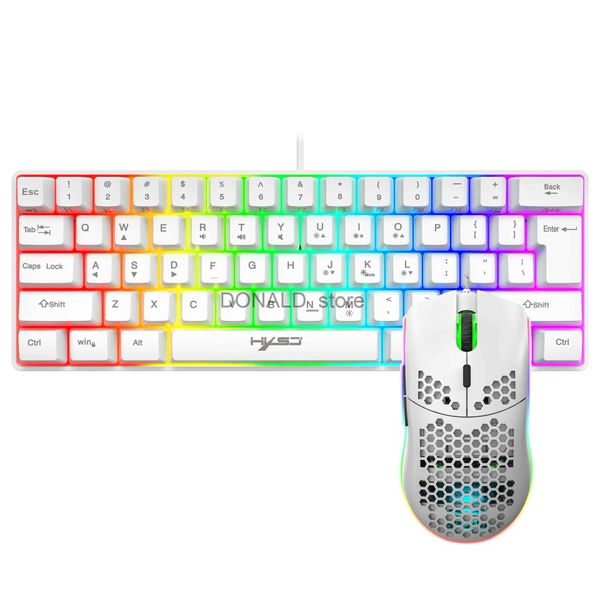 Teclados Gamer teclado acessório de computador Gaming RGB Teclado e Mouse Set Combo RGB Gaming LED Teclado branco e Mouse Combo J240117