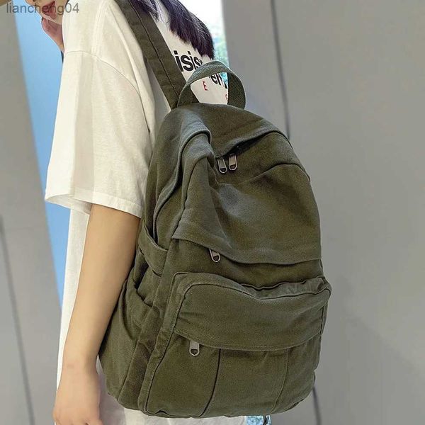 Mochilas Mochila escolar de tela para niña, nueva moda, mochila Vintage para estudiantes universitarios, mochila de lona para ordenador portátil para mujer, mochila de viaje Kawaii para mujer