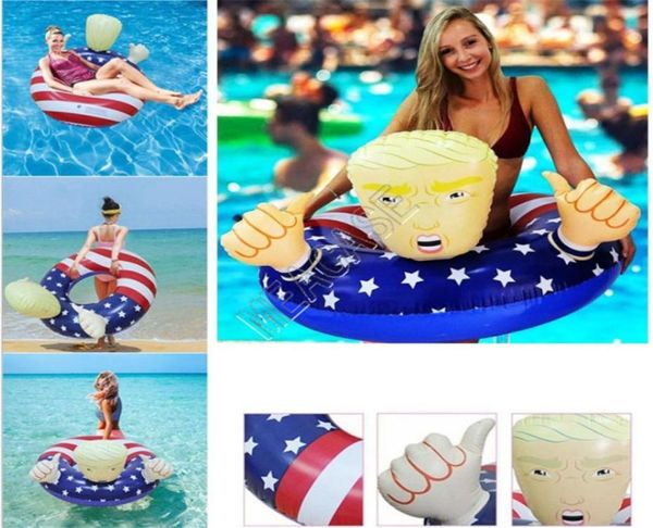 Anillo de natación de dibujos animados Trump flotadores inflables gigante espesar círculo bandera anillo de natación flotador para piscina de verano unisex jugar fiesta de agua To7373025