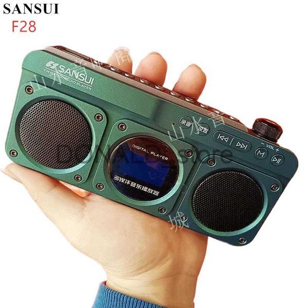 Alto-falantes portáteis SANSUI F28 Mini Rádio FM para idosos ao ar livre Alto-falantes Bluetooth sem fio MP3 Walkman Hi-fi Qualidade de som LED Relógio Letras Display TF J240117