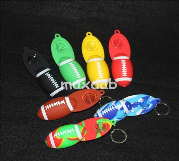 Portachiavi a forma di calcio Mini pipa da fumo con coperchio a vite Pipa per sigaretta tabacco a mano in silicone8619985