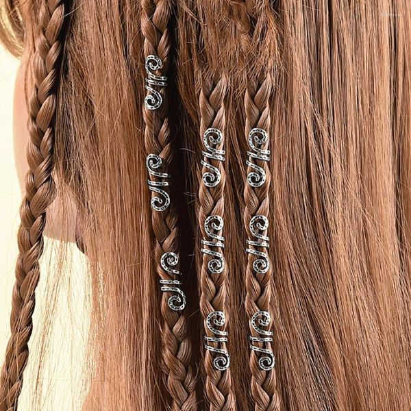 Grampos de cabelo na moda dreadlocks metal trançado acessórios estilo étnico bobina espiral primavera cobra trança encantos hairpin trança pingente