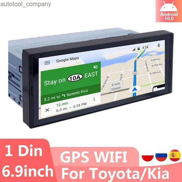 Novo um din andoid rádio do carro 1din gps autoradio multimídia player de vídeo 6.9 polegada tela toque navegação wifi 1 din receptor estéreo