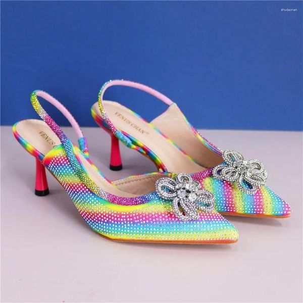 Kleid Schuhe Neueste Afrikanische Frauen Slides Sommer Stil Regenbogen Farbe Mit Hausschuhen Für Frau Hochzeit Partys Nigerian