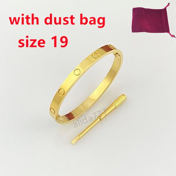 Designer parafuso pulseira moda luxo jóias pulseira pulseiras 18k rosa ouro prata titânio aço diamante pulseiras de unhas para homens mulheres 17 19 tamanho + saco de pó