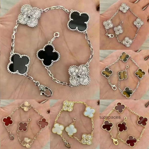 Tasarımcı Mücevher Cleef Van Dört Yaprak Yonca Bileklik Van Yonca Bilezik Tasarımcı Mücevherler Gül Kadın İçin Altın Bilezikler Lüks Gümüş Dört Yaprak Charm Braclet Bo ile