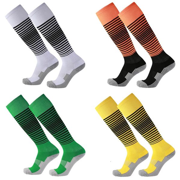 Futbol iyi dip kaliteli çorap havlu yetişkin erkekler kadınlar uzun kalınlaşan diz yüksek futbol antrenman maç çizgili spor çorap 240117