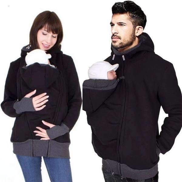 Winter Mutterschaft Kleidung Mode Papa Baby Jacke Känguru Warme Mutterschaft Hoodies Männer Oberbekleidung Mantel Für Schwangere Frau 240117