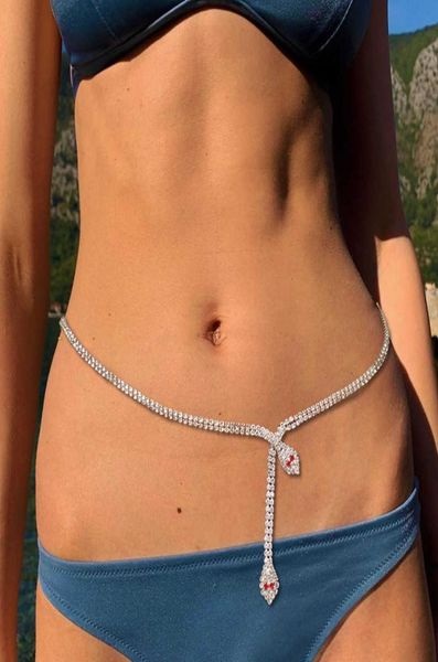 Zomer Strand Strass Sexy Bikini Buikriem Tailleketting Lichaamssieraden voor meisje Luxe Crystal Charm Body Chain Tailleband P08113057388