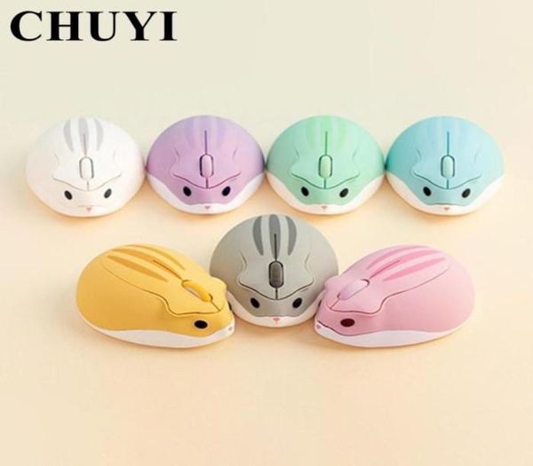 Ratos chuyi 24g mouse óptico sem fio bonito hamster dos desenhos animados computador ergonômico mini 3d pc escritório para criança menina presente9917799