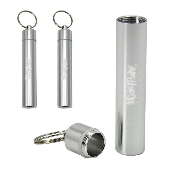 Smoke Shop Silberfarbenes, luftdicht verschlossenes Kräuter-Vorratsglas aus Metall, 14 ml, Aluminium, geruchsdichte Reiseröhrchen, Tabakgläser