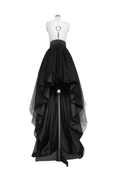 Gonna in tulle nero alto basso Orlo asimmetrico Tutu Abito da sposa a strati Abito da sposa Vita pieghettato Prom Gala Elegante Saia 2203245531588