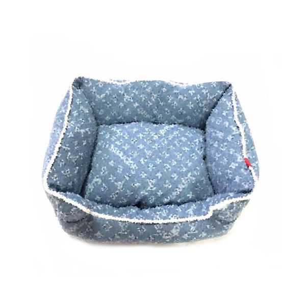Designer Dog Nest Classic Letter Logo Cowboy Blue Pet Bed Soft and Comfortable Square Cat nest Chenery Fadou corgi Large and Small Warm Dog House kennel