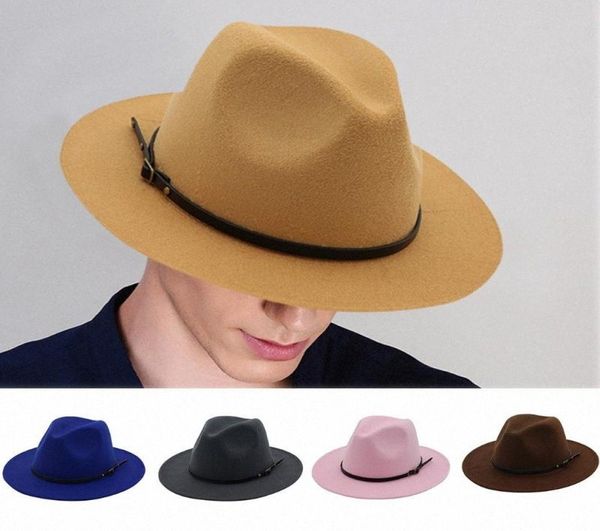 Donna Uomo Lana Vintage Gangster Trilby Cappello Fedora in feltro con tesa larga Gentleman Elegante Lady Inverno Autunno Cappellini Jazz G UDyj8477425