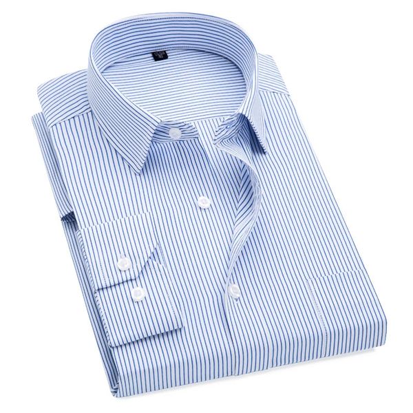 Artı Boya S ila 8xl Erkekler İçin Resmi Gömlek Çizgili Uzun Kollu Demir İnce Fit Elbise Gömlek Katı Dimi Sosyal Adam Giysileri 240117
