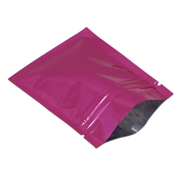 Probe Power Packaging Reißverschlussversiegelung Mylar-Beutel Kleine wiederverschließbare Lebensmittelaufbewahrung Aluminiumfolienbeutel Einzelhandel 200 Stück/Los Pink Cosmetic LL