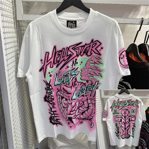 T-shirt Hellstar T-Shirts Erkek ve Kadın Tasarımcısı Kısa Kollu Moda Baskı Eşsiz Desen Tasarım Tarzı Hip Hop T-Shirts ML
