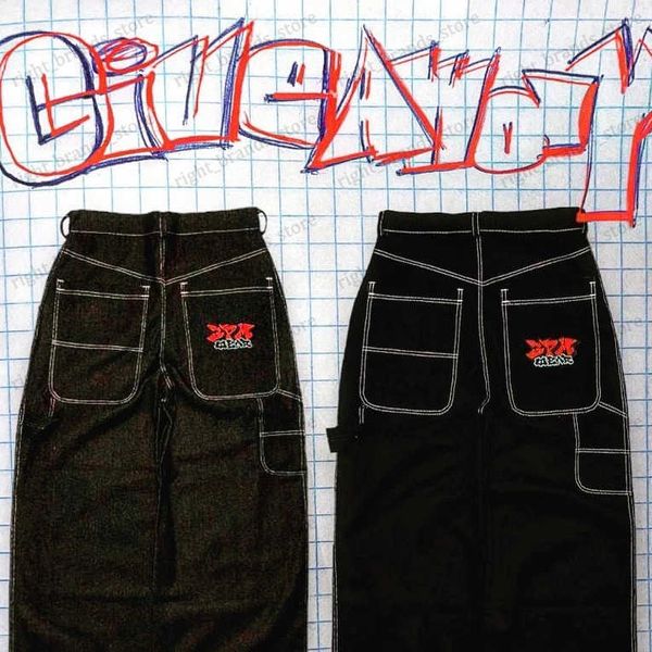 Jeans da uomo Hip Hop Rock Ricamo Jeans JNCO Jeans larghi da uomo Street Pattern Vintage Harajuku streetwear da uomo Jeans larghi a gamba larga Pantaloni y2k T240117