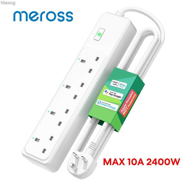 Netzkabelstecker Meross Smart Power Strip WiFi-Überspannungsschutz UK-Stecker mit 4 Steckdosen Fernbedienung Unterstützung Alexa Google SmartThings YQ240117