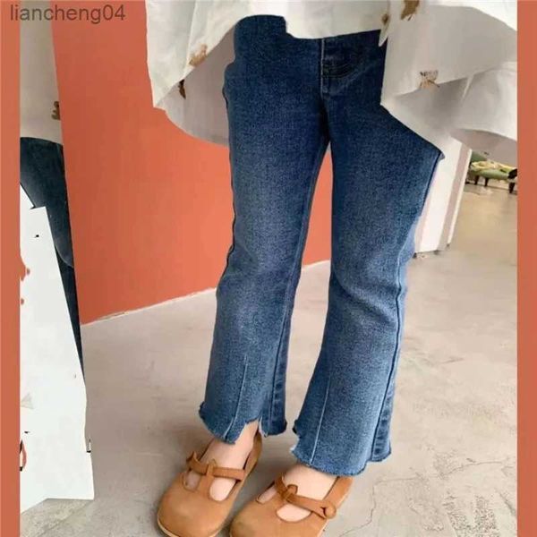 Jeans Herbst Mädchen Casual Denim Schlaghosen Kinder Hohe Elastizität Mode Äußere Tragen Hosen Baby Mädchen Vielseitig Slim Jeans