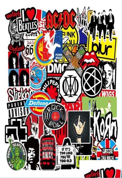 Adesivos de carro 100 pçslote retro banda rock adesivo música graffiti jdm adesivos para diy guitarra motocicleta portátil lage skate carro sn7195800