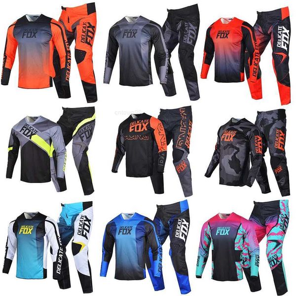 Delicado Fox Motocross Gear Set 180 360 Jersey Calças MX Combo Moto Cross Offroad Outfit Homens Mountain Bike Suit para adultos