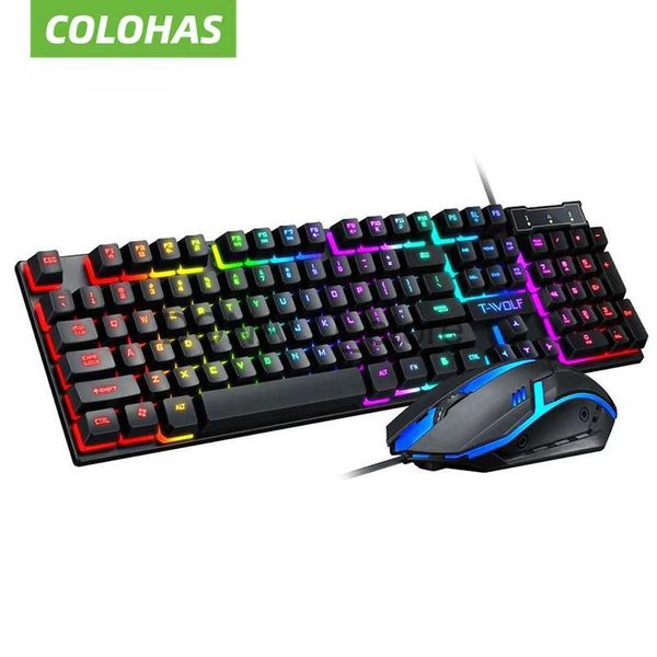 Teclados RGB Gaming Keyboard e Mouse Kit Backlit USB Wired Computer Teclado e Mouse Combo 104 Keycaps para PC Gamer Laptop J240117
