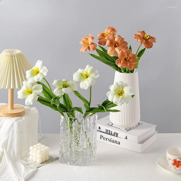 Flores decorativas 46cm tulipa artificial flor cheia grande pétala plutônio toque casa decoração macia flor de seda cenário de casamento