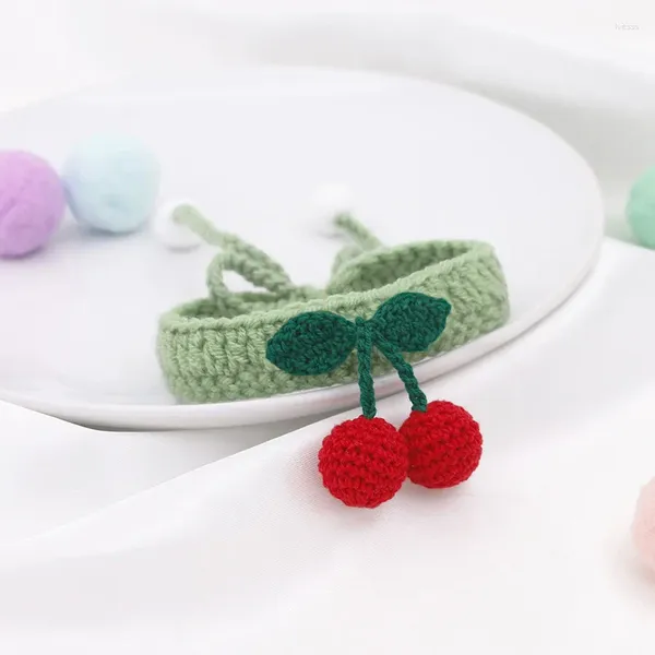 Collari per cani lavorati a maglia con simpatico design a ciliegia per accessori decorativi per cani di piccola taglia e gatti
