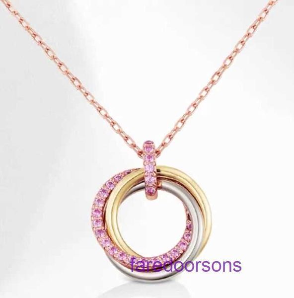 Collana di design Carter all'ingrosso per donna e uomo Tre anelli Full Body s925 Argento sterling placcato spesso Oro 18 carati Famiglia Diamon rosa con scatola originale