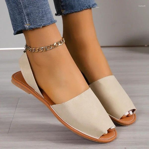 Sandalen Frauen Sommer Wohnungen Strand Peep Toe Casual Schuhe 2024 Designer Walking Im Freien Hausschuhe Flip-Flops Mujer Zapatillas Rutschen