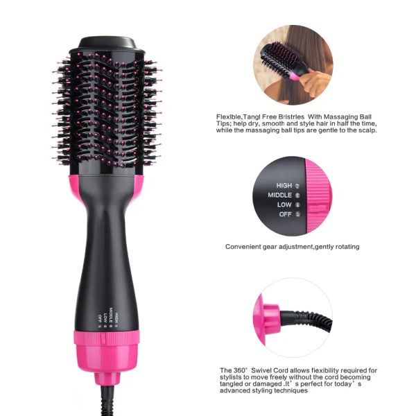 Top di qualità da 3 in 1 asciugatrice da un passo a un gradino Volumizzante Volumizzante Scaddrizzatore Coppa Bulfedryer Blowdryer Curling Iron Acconciatura Pelta Combuscolo