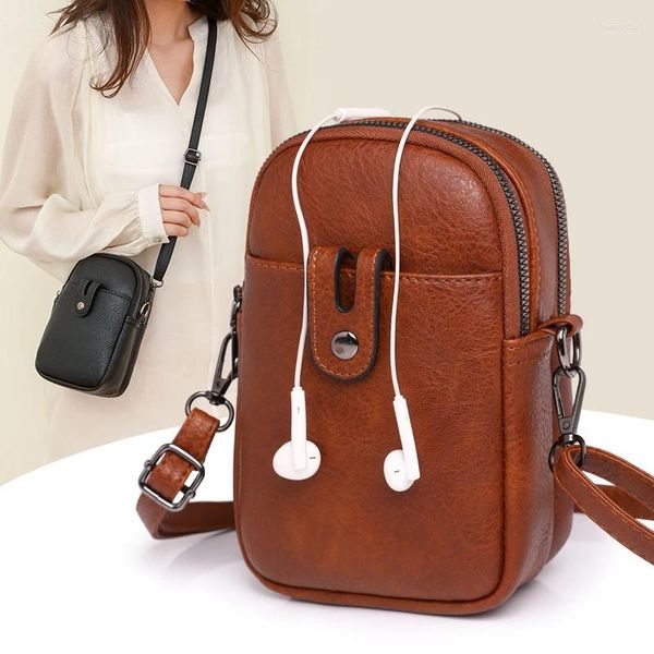 Abendtaschen Luxus Weiche PU Leder Handtasche Weibliche Retro Große Kapazität Mini Schulter Telefon Tasche Mode Umhängetasche Für Frauen