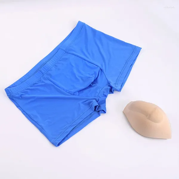 Unterhosen Männer U Convex Pouch Boxer Short Cup Unterwäsche Eisseide Sexy Bühnenleistung Schutz Einfügungsdesign in der Innentasche