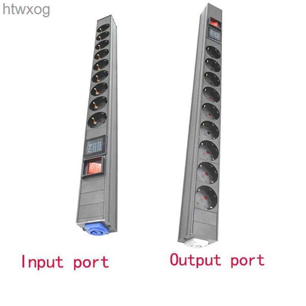 Stromkabelstecker, hochwertige Schuko-PDU-Steckdosenleiste, 2–10 AC-Power-Link-Ausgangsbox, Schuko-Powerlink-Box mit Powercon-Eingang, Ausgangs-Amperemeter YQ240117