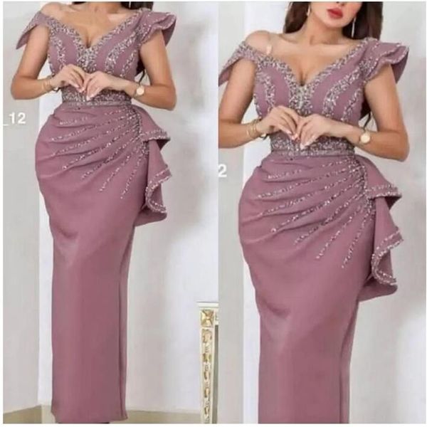 2022 neue V-ausschnitt Gerade abendkleider Lange Kaftan Party Kristalle Perlen Abendkleider Vestidos Formals Dubai Kleid CN18244z