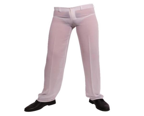 Модные мужские сексуальные прозрачные брюки, длинные шифоновые ультратонкие повседневные стильные летние черные, белые3939118