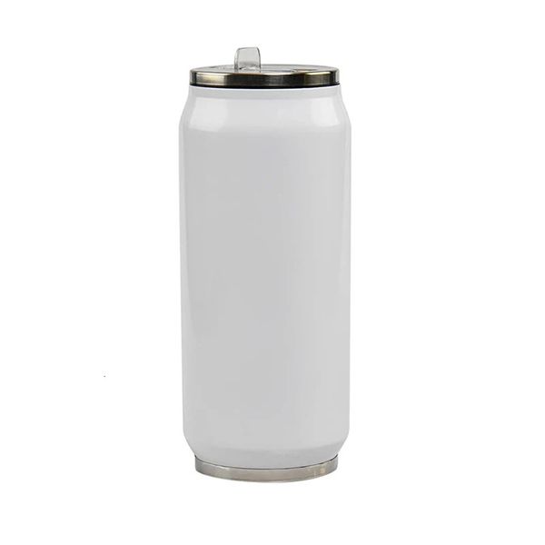 Bottiglia di lattina in acciaio inossidabile a forma di bicchiere di soda grande da 17 once a sublimazione con lattina di coca cola vuota riutilizzabile in paglia per bevande fredde 240117
