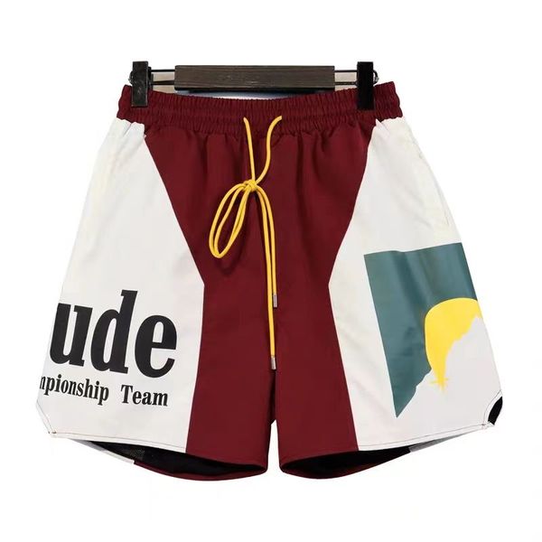 Мужские дизайнерские шорты Show Short Man Designer Shorts Rhude Summer Fashion Beach Высококачественная уличная одежда Красный синий черный фиолетовый P PV84