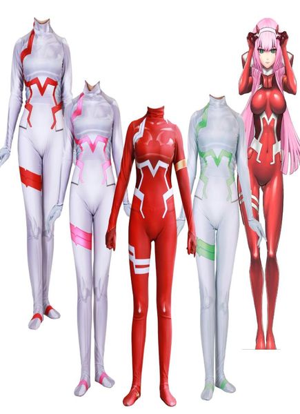 4 Farben Anime Darling in the Frankxx 02 Zero Two Cosplay Kostüm Lycar Spandex Hochwertiger Zentai Bodysuit Sexy Catsuit Jumpsuit7649217