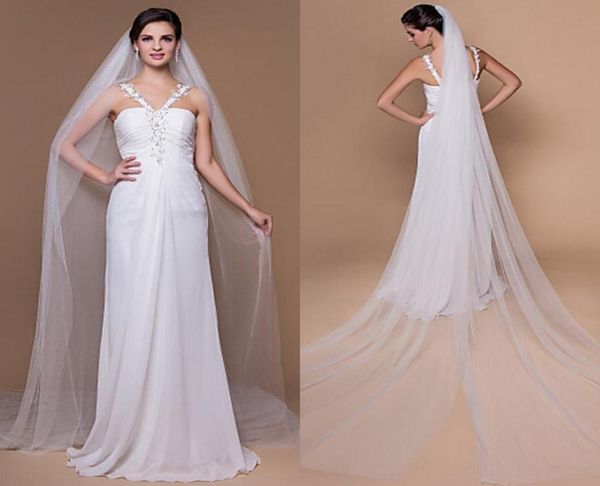 Customade Basit Beyaz Düğün Veils 2016 Yumuşak Tül ile Son Eifflebride Yaklaşık 3 Metre Uzunluğunda Gelin Diks8560034